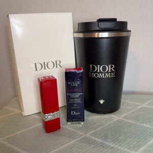 Dior Rouge Lipstick with Dior Homme Tumbler - Red & Black